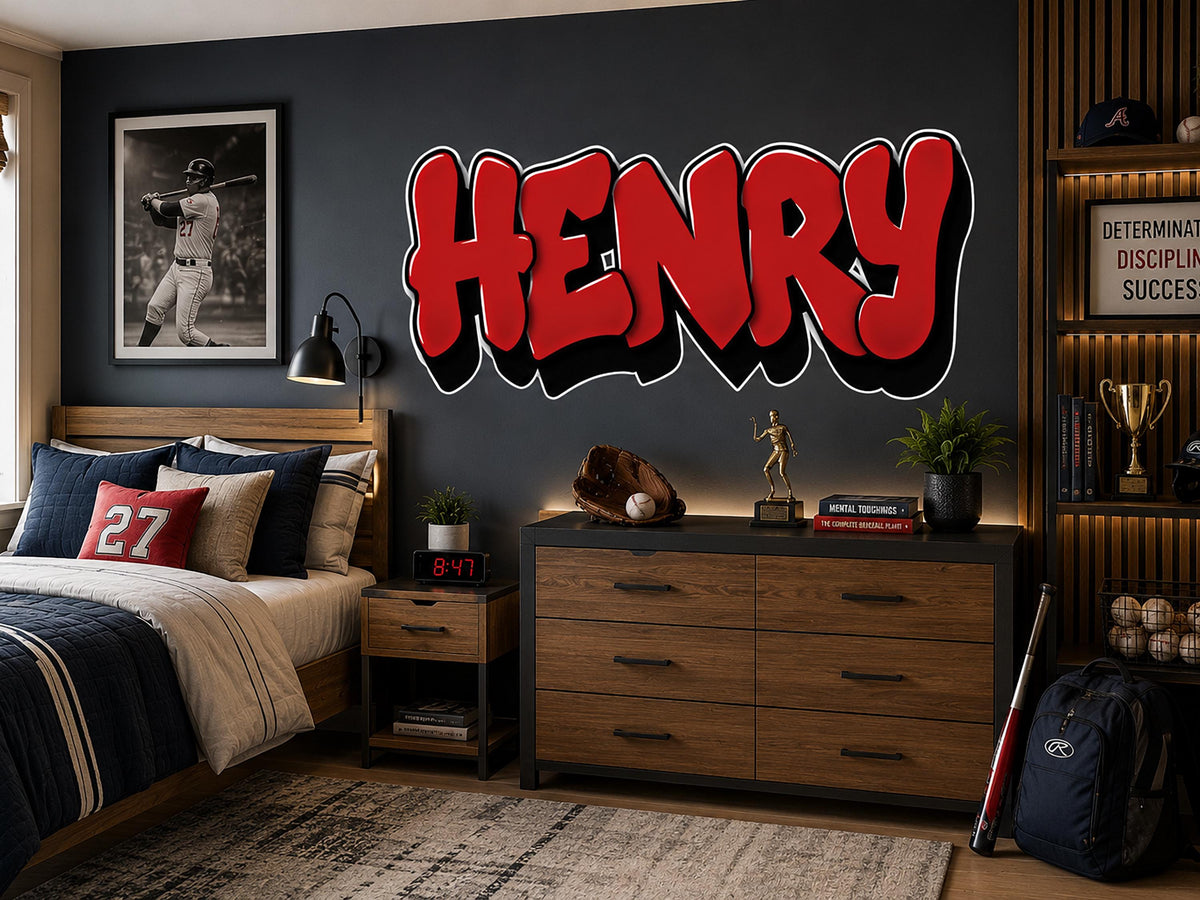 Personalized Name Wall Decal for Boys Room | Custom Gamer Name Sign | Sports Bedroom Decor | Teen Room Wall Art | Large Vinyl Name Sticker