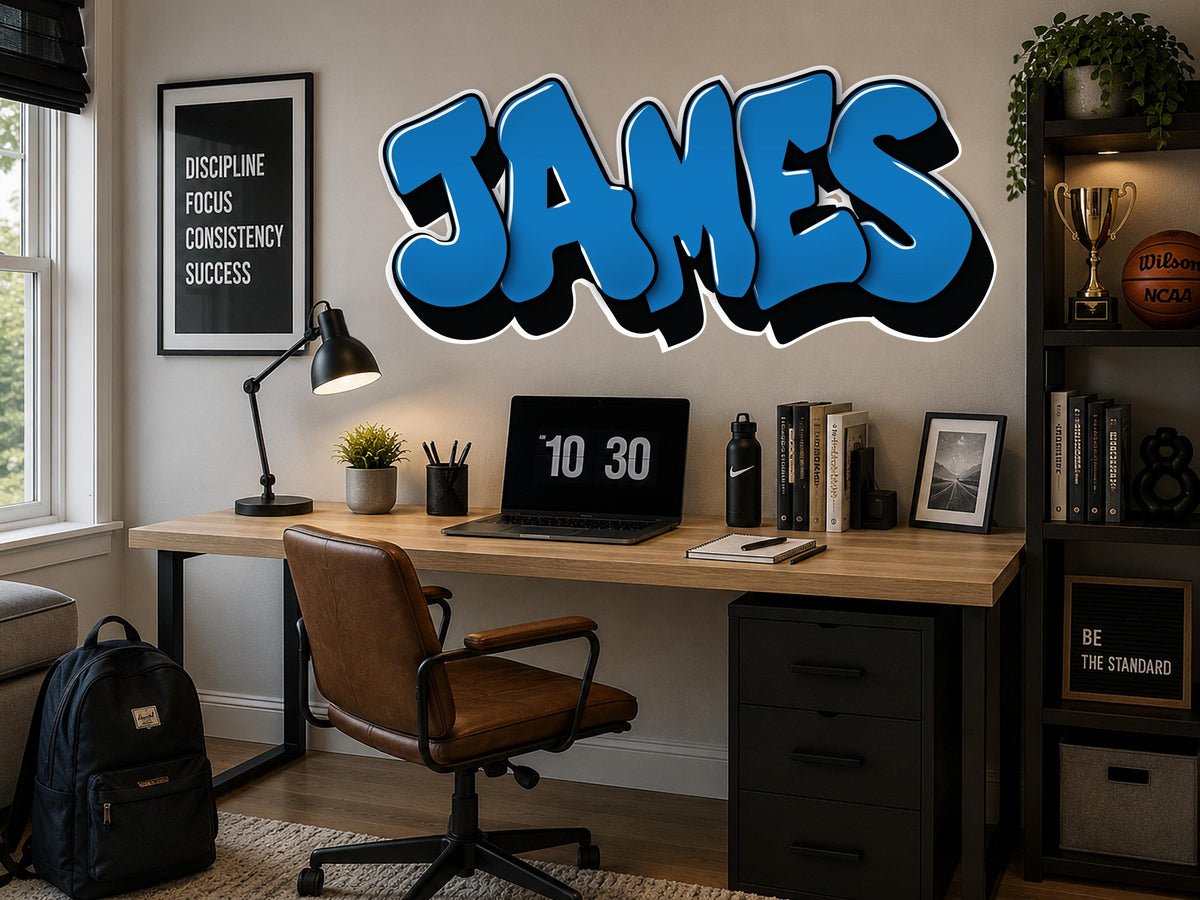 Personalized Name Wall Decal for Boys Room | Custom Gamer Name Sign | Sports Bedroom Decor | Teen Room Wall Art | Large Vinyl Name Sticker