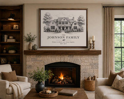 Custom Family Sign from Your Home Photo, Personalized Family Name Wall Art, Housewarming Gift, New Home Gift