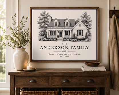 Custom Family Sign from Your Home Photo, Personalized Family Name Wall Art, Housewarming Gift, New Home Gift