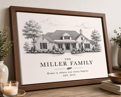 Custom Family Sign from Your Home Photo, Personalized Family Name Wall Art, Housewarming Gift, New Home Gift