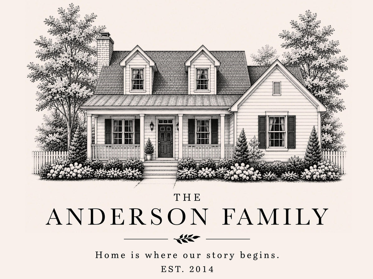 Custom Family Sign from Your Home Photo, Personalized Family Name Wall Art, Housewarming Gift, New Home Gift