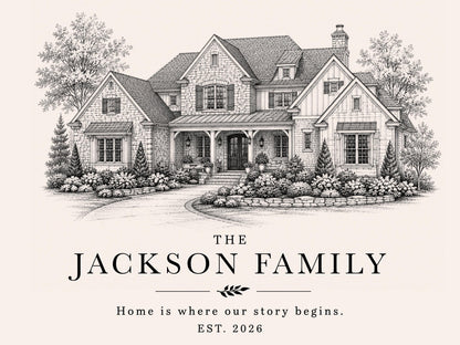 Custom Family Sign from Your Home Photo, Personalized Family Name Wall Art, Housewarming Gift, New Home Gift