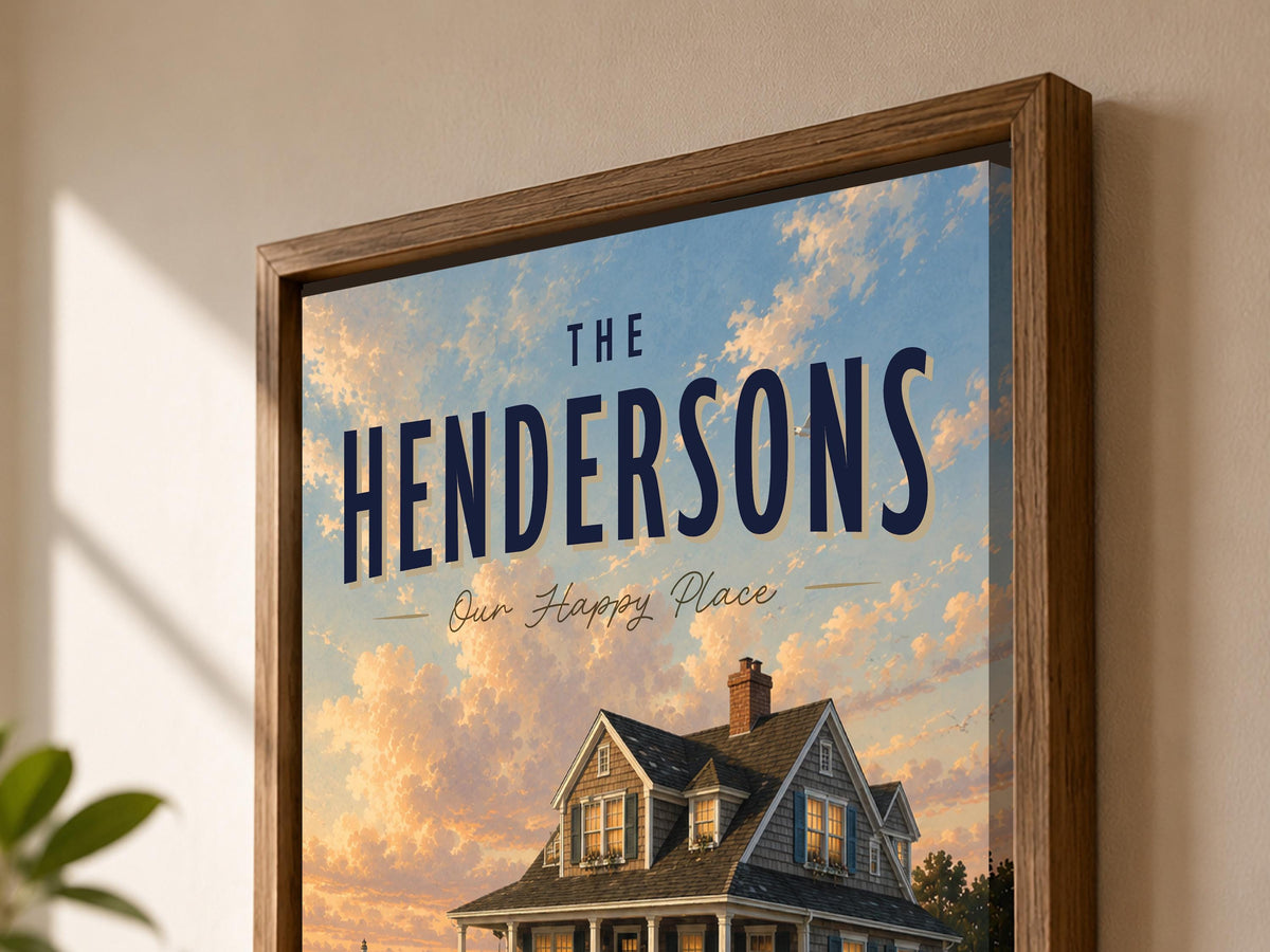Custom Family Sign from Your Home Photo, Personalized Family Name Wall Art, Housewarming Gift, New Home Gift