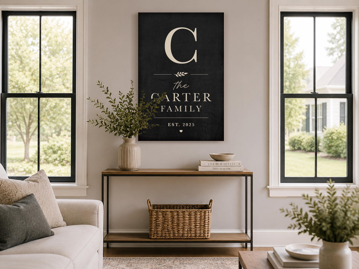 Personalized Family Name Sign, Custom Last Name Wall Art, Modern Entryway Decor, Established Family Gift