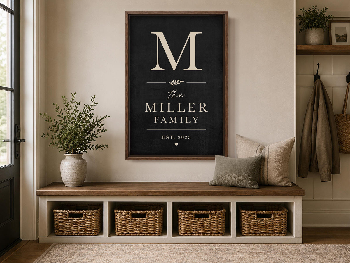 Personalized Family Name Sign, Custom Last Name Wall Art, Modern Entryway Decor, Established Family Gift