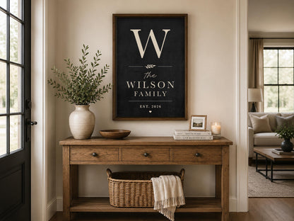 Personalized Family Name Sign, Custom Last Name Wall Art, Modern Entryway Decor, Established Family Gift