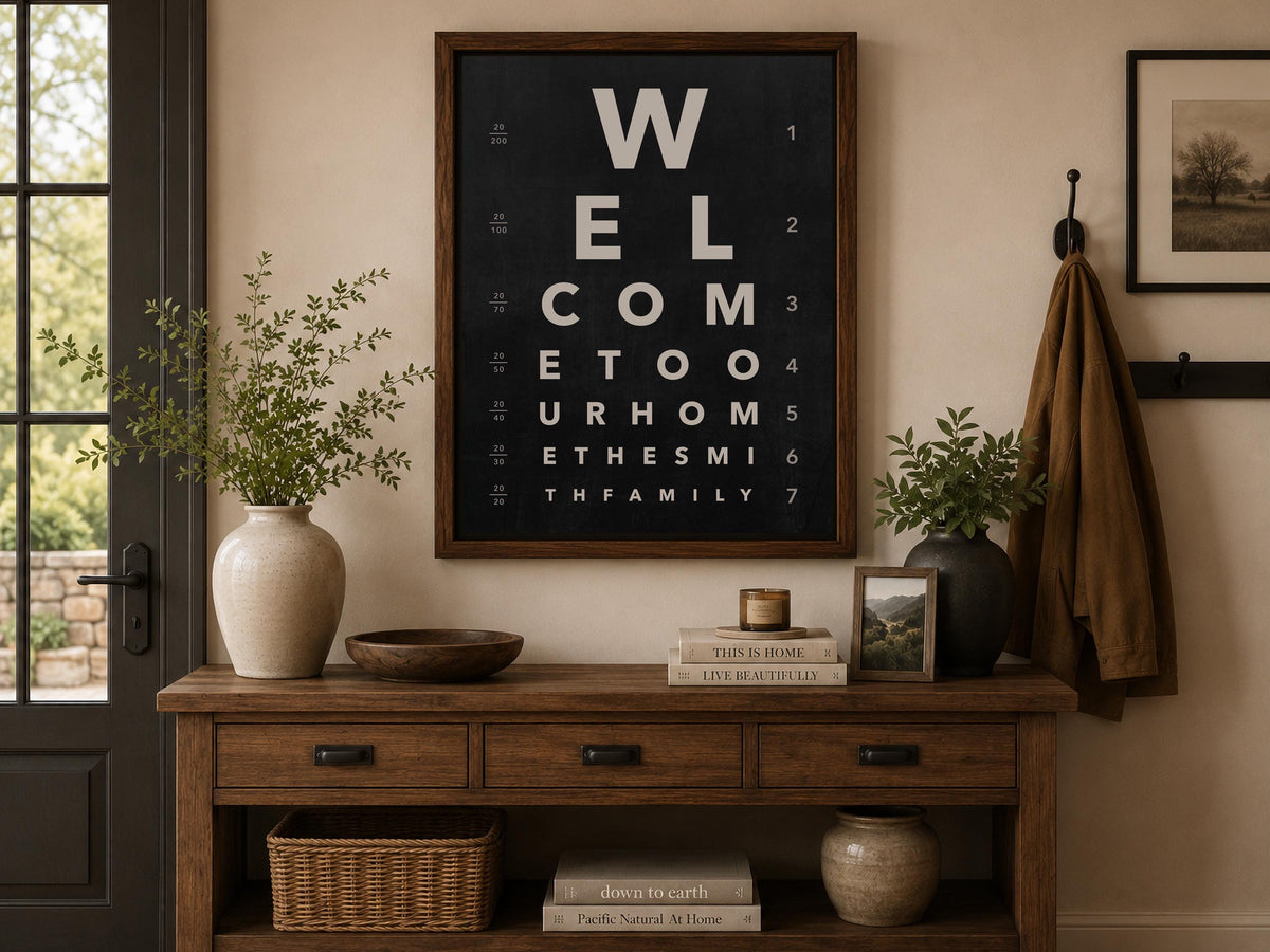 Personalized Eye Chart Wall Art | Custom Family Name Print | Modern Typography Decor | Framed Family Sign | Housewarming Gift