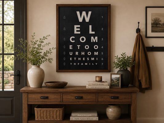 Personalized Eye Chart Wall Art | Custom Family Name Print | Modern Typography Decor | Framed Family Sign | Housewarming Gift