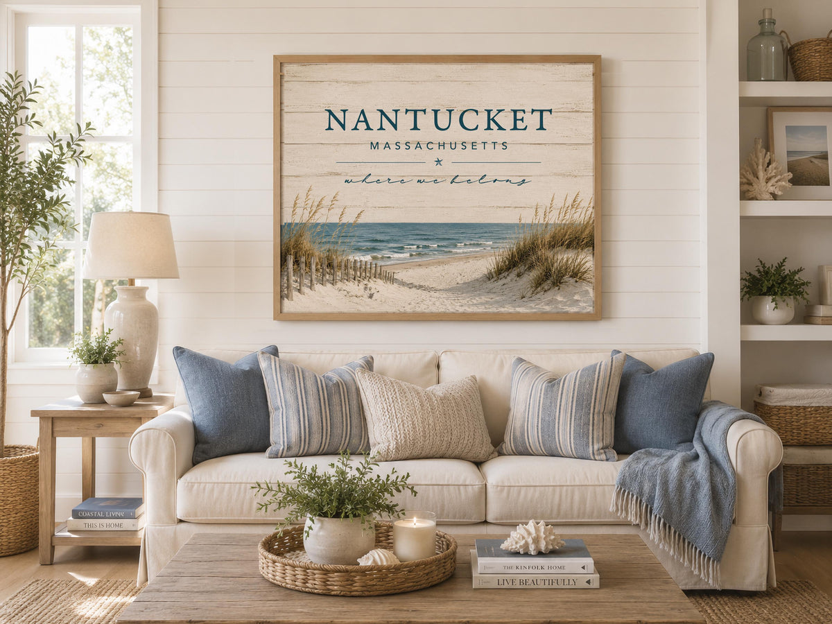 Personalized Beach House Print, Custom Coastal Wall Art, Framed Beach Town Sign, Beach House Decor, Coastal Home Decor, Vacation Home Gift