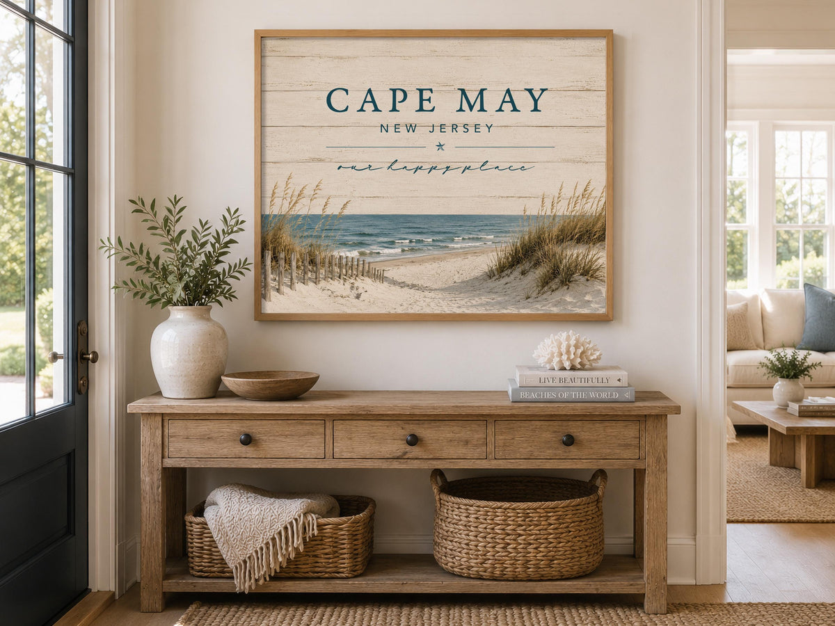 Personalized Beach House Print, Custom Coastal Wall Art, Framed Beach Town Sign, Beach House Decor, Coastal Home Decor, Vacation Home Gift