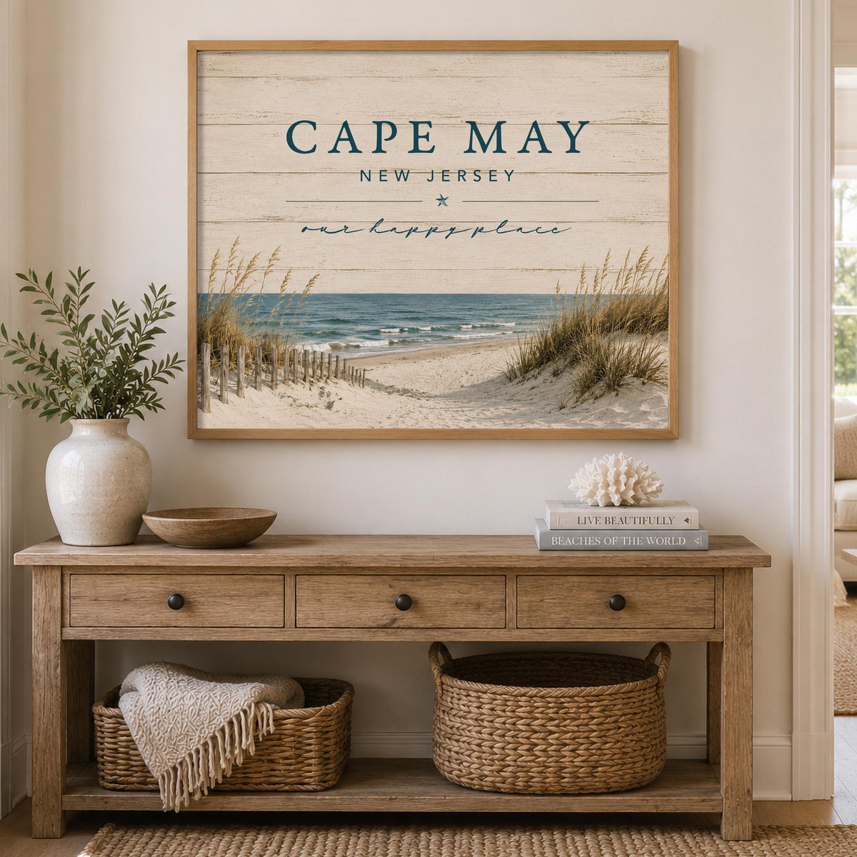 Personalized Beach House Print, Custom Coastal Wall Art, Framed Beach Town Sign, Beach House Decor, Coastal Home Decor, Vacation Home Gift