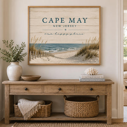 Personalized Beach House Print, Custom Coastal Wall Art, Framed Beach Town Sign, Beach House Decor, Coastal Home Decor, Vacation Home Gift