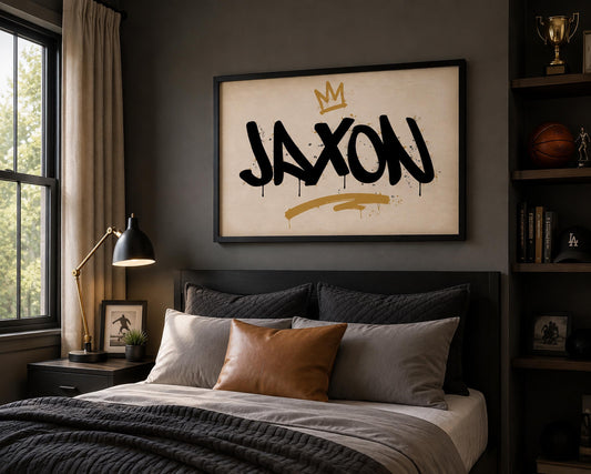 Framed Personalized Graffiti Name Sign | Custom Kids Name Wall Art | Print for Boys Room, Teen Bedroom & Playroom | Modern Graffiti Decor