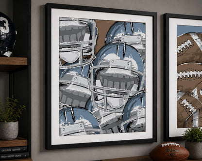 Framed Football Wall Art Set, Football Bedroom Decor, Boys Sports Room Art, Teen Boy Wall Decor, Matted Football Prints