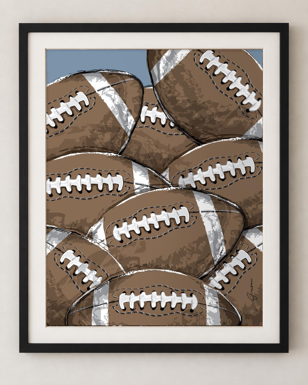 Framed Football Wall Art Set, Football Bedroom Decor, Boys Sports Room Art, Teen Boy Wall Decor, Matted Football Prints