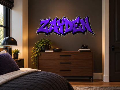 Personalized Graffiti Name Wall Decal, Custom Kids Name Sticker, Teen Boy Bedroom Wall Decor, Street Art Name Decal