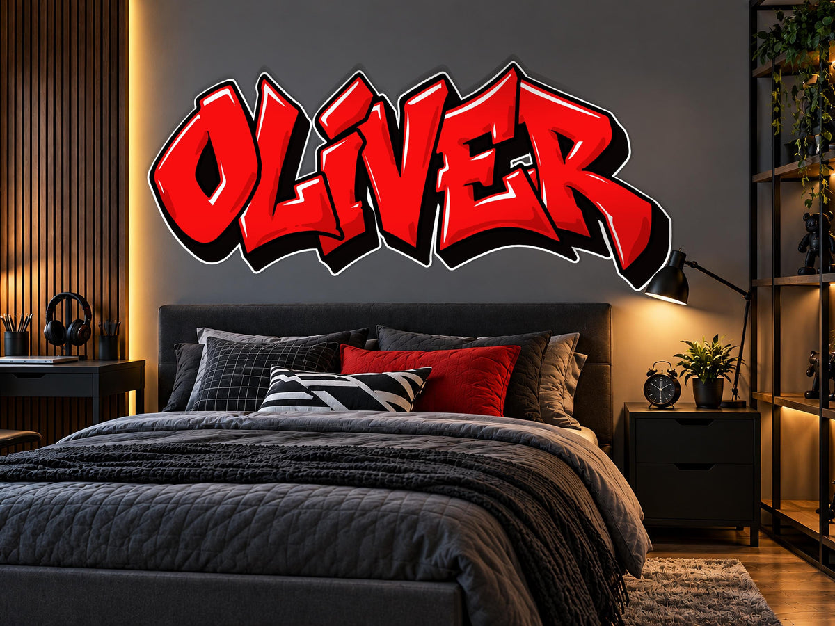 Personalized Graffiti Name Wall Decal, Custom Kids Name Sticker, Teen Boy Bedroom Wall Decor, Street Art Name Decal