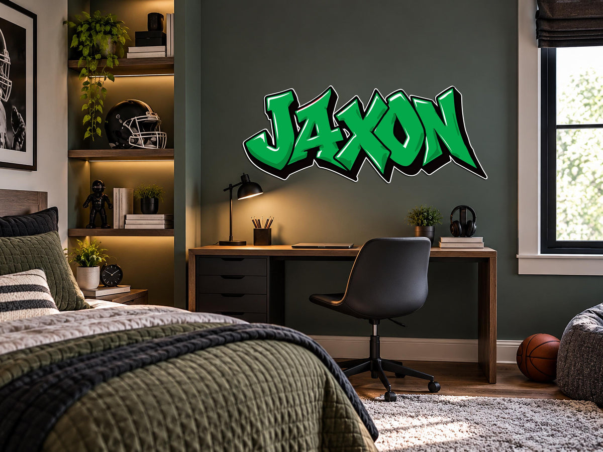 Personalized Graffiti Name Wall Decal, Custom Kids Name Sticker, Teen Boy Bedroom Wall Decor, Street Art Name Decal