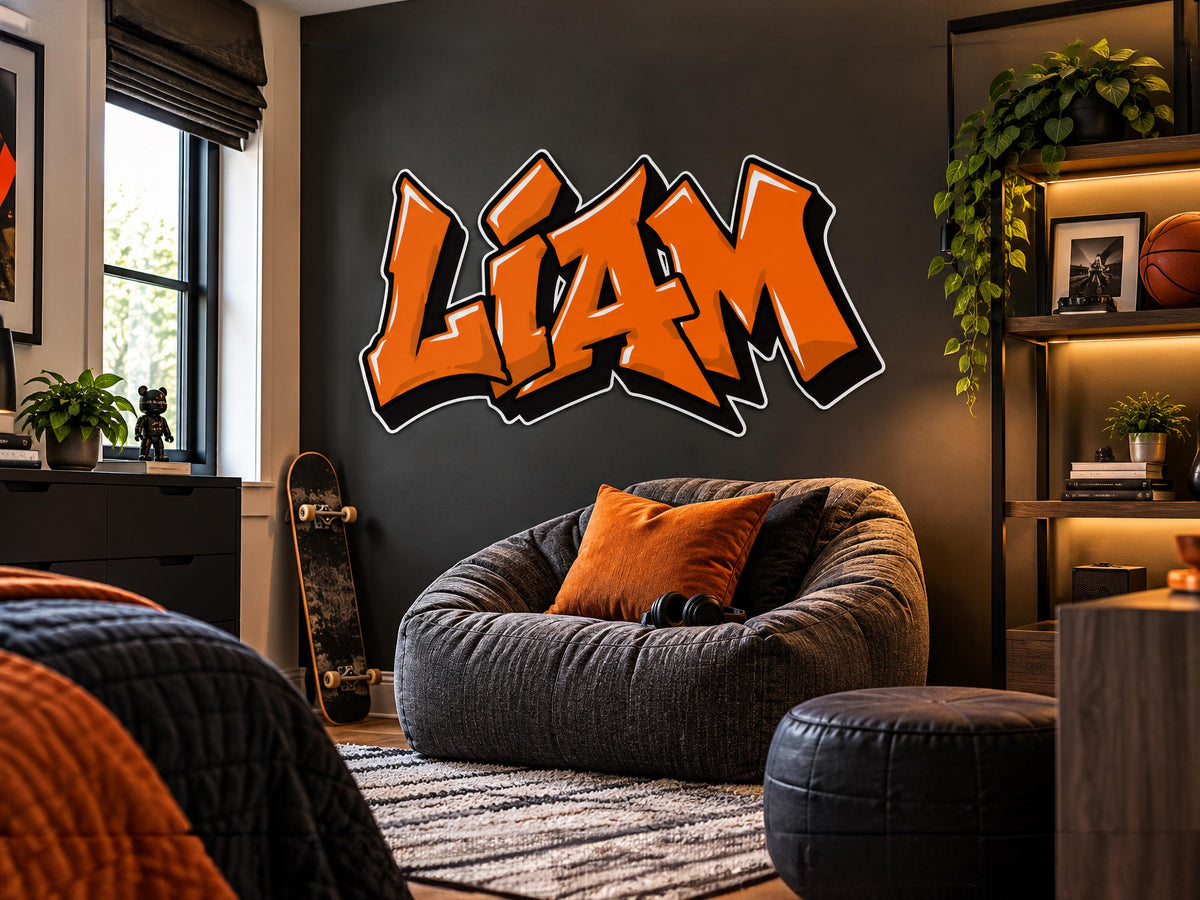 Personalized Graffiti Name Wall Decal, Custom Kids Name Sticker, Teen Boy Bedroom Wall Decor, Street Art Name Decal