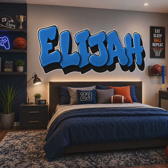 Personalized Name Wall Decal for Boys Room | Custom Gamer Name Sign | Sports Bedroom Decor | Teen Room Wall Art | Large Vinyl Name Sticker