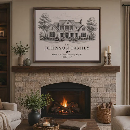 Custom Family Sign from Your Home Photo, Personalized Family Name Wall Art, Housewarming Gift, New Home Gift