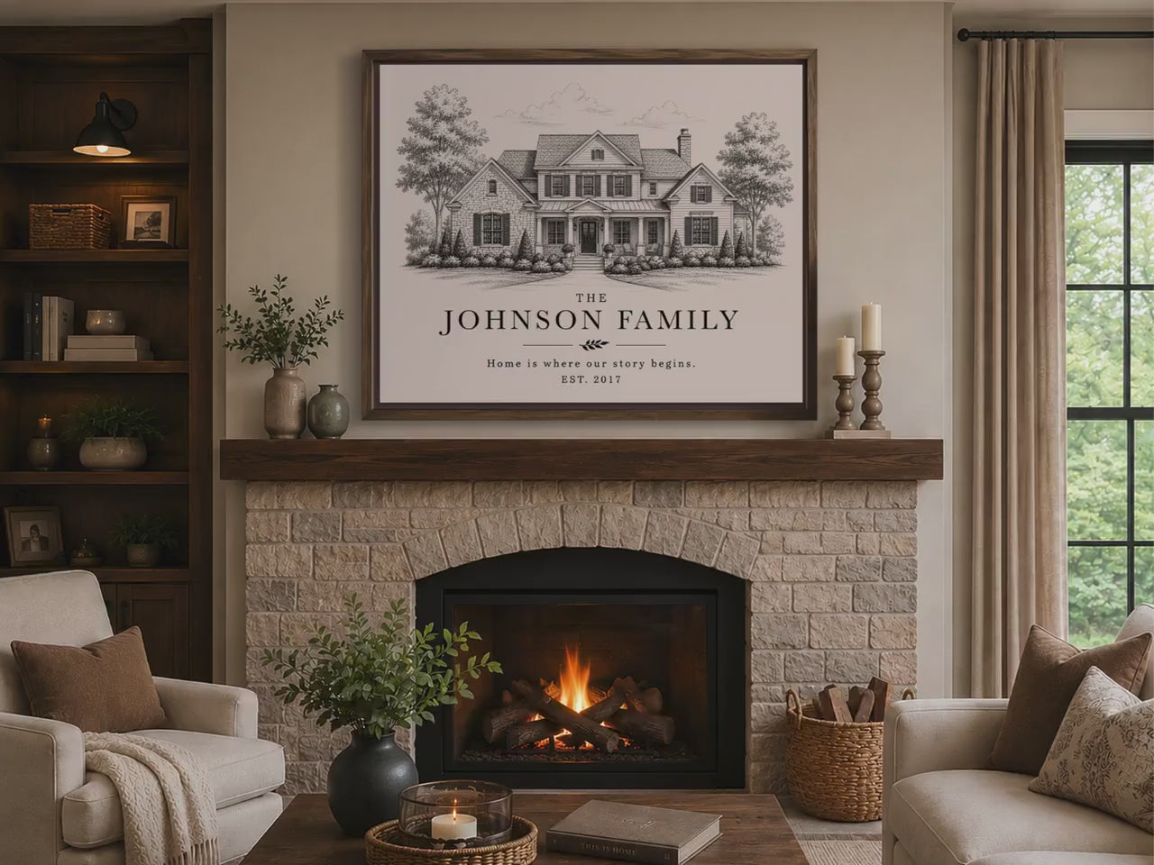 Custom Family Sign from Your Home Photo, Personalized Family Name Wall Art, Housewarming Gift, New Home Gift